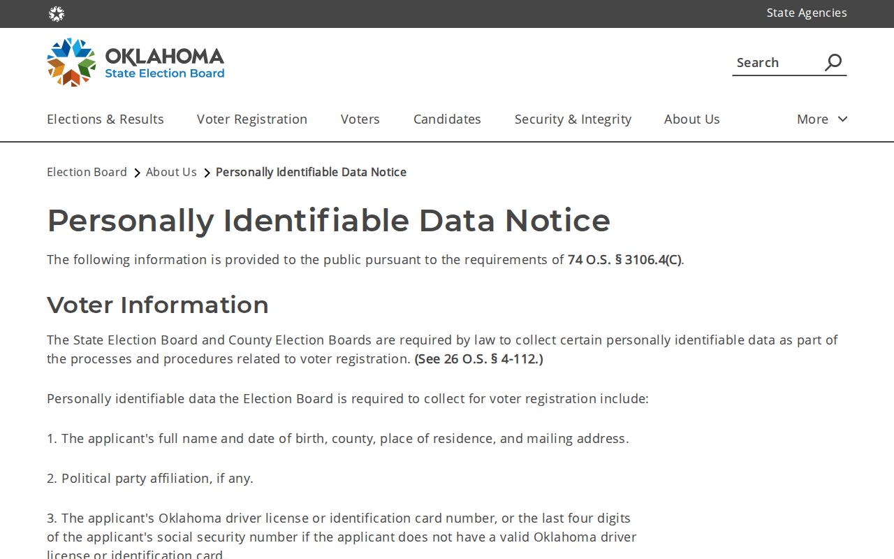 Del City resident lookup reference for Oklahoma voter data privacy